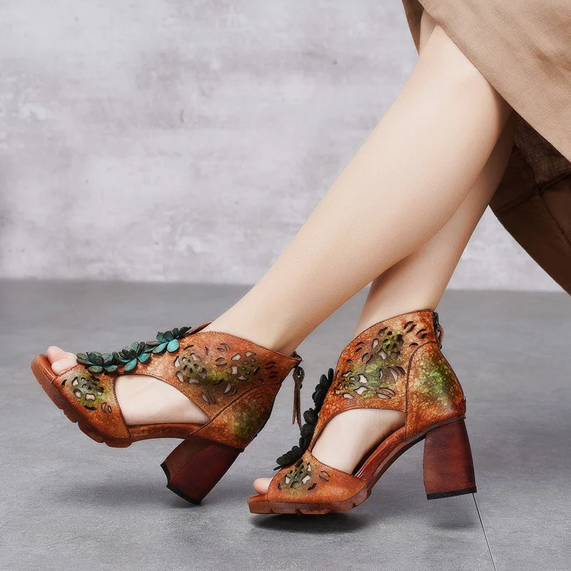 Summer Shoes Leather Handmade Ethnic High Heel Sandals Peep Toe Luxury Shoes Women Designers Women Sandals Large Size 42
Summer Shoes Leather Handmade Ethnic High Heel Sandals Peep Toe Luxury Shoes Women Designers Women Sandals Large Size 42
