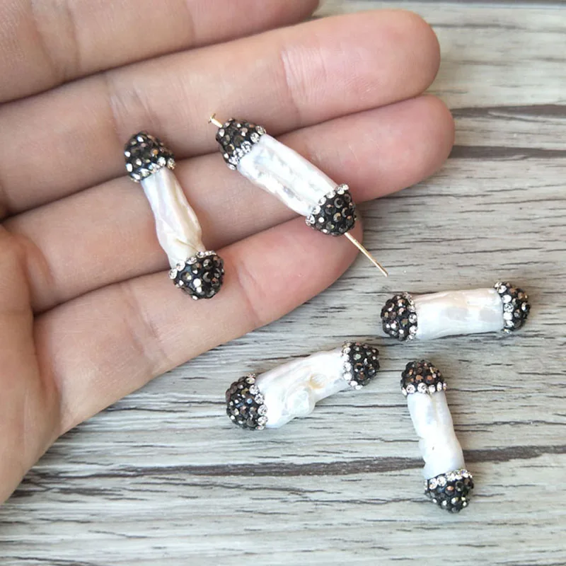 Бусины из натурального жемчуга с фианитами 10 шт.|beads for diy|natural pearl beadspearl beads |