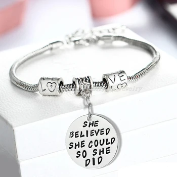12PC/Lot She Believed She Could So She Did Bracelet Love Beads Chain Bangle Gifts For Women Men Family Friends Bracelets Jewelry
12PC/Lot She Believed She Could So She Did Bracelet Love Beads Chain Bangle Gifts For Women Men Family Friends Bracelets Jewelry