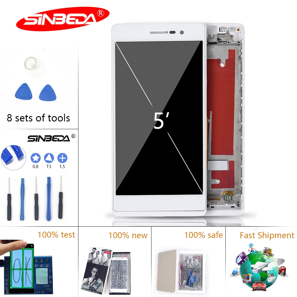 Sinbeda AAA+ 5.0" For HUAWEI P7 LCD Display Touch Screen with Frame Digitizer P7-L00 P7-L05 P7-L10 For HUAWEI Ascend P7 Display
Sinbeda AAA+ 5.0" For HUAWEI P7 LCD Display Touch Screen with Frame Digitizer P7-L00 P7-L05 P7-L10 For HUAWEI Ascend P7 Display