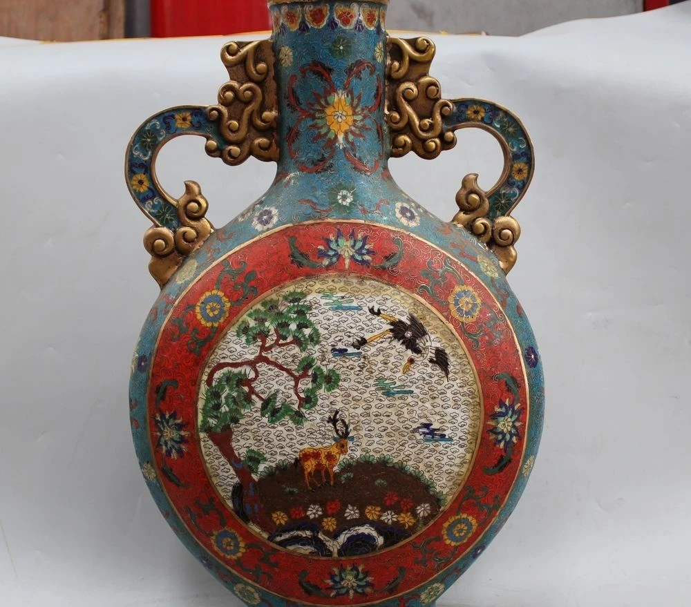 24"Marked China Palace Cloisonne Enamel Bronze Deer crane Incense Burner Censer
24"Marked China Palace Cloisonne Enamel Bronze Deer crane Incense Burner Censer