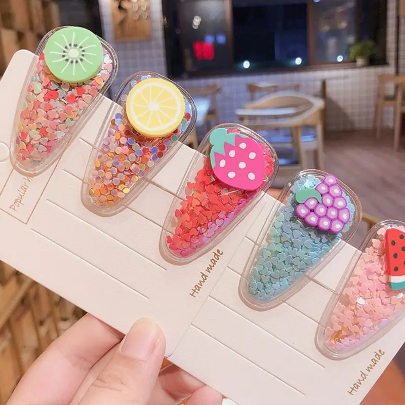Children Girl Cute Water Drop Snap Barrette Colorful Quicksand Sequins Transparent Hair Clip Sweet Resin Fruit Slice BB Hairgrip
Children Girl Cute Water Drop Snap Barrette Colorful Quicksand Sequins Transparent Hair Clip Sweet Resin Fruit Slice BB Hairgrip