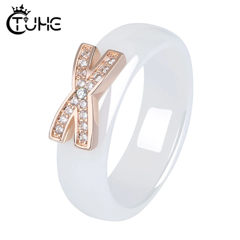 6mm Width Smooth Female Rings Women Jewelry 585 Rose Gold X Cross White Crystal Rings for Anniversary Rings Fashion Finger Rings
6mm Width Smooth Female Rings Women Jewelry 585 Rose Gold X Cross White Crystal Rings for Anniversary Rings Fashion Finger Rings