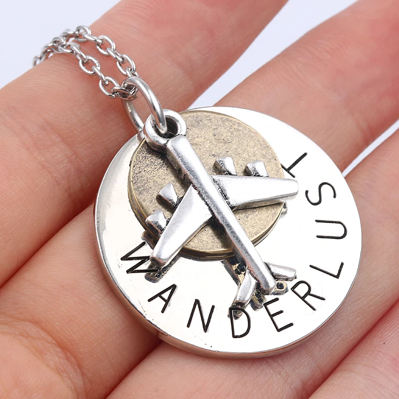 Unique Design Aircraft Airplane Necklace Vintage Round Lettering WANDERLUST Travel Pendant Necklaces For Women Men Accessories
Unique Design Aircraft Airplane Necklace Vintage Round Lettering WANDERLUST Travel Pendant Necklaces For Women Men Accessories