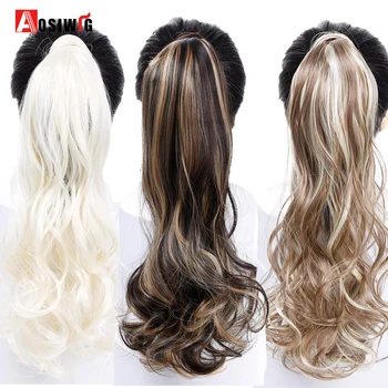 

AOSIWIG 20" 100g Long Wavy Synthetic High Temperature Fiber Wrap Around Hairpieces Fake Hair Ponytail Extensions