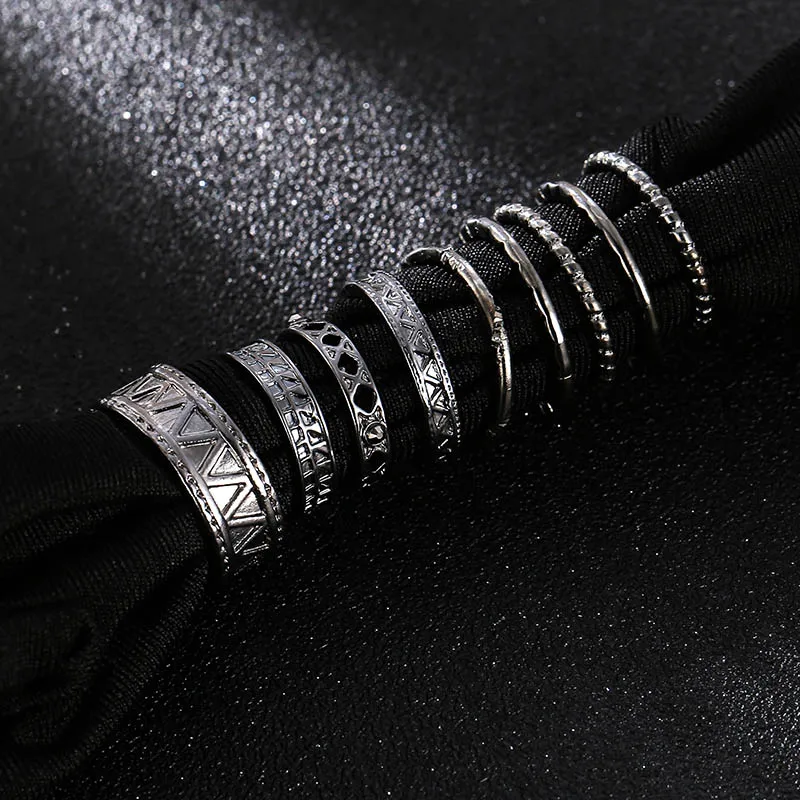 9 Pcs/set Female Vintage Black Gun Color Hollow Geometric Pattern Rings Set For Women Trendy Simple Round Alloy Ring Jewelry
9 Pcs/set Female Vintage Black Gun Color Hollow Geometric Pattern Rings Set For Women Trendy Simple Round Alloy Ring Jewelry
