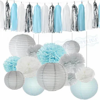 1 Set Boy Baby Shower Decoration Kits Light Blue White Tissue Paper Pom Pom Lanterns Tassel garlands for Frozen Themed Party
1 Set Boy Baby Shower Decoration Kits Light Blue White Tissue Paper Pom Pom Lanterns Tassel garlands for Frozen Themed Party