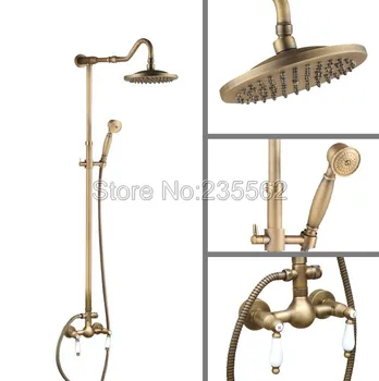 Bathroom Wall Mounted Classic Antique Brass Dual Ceramic Lever Rain Shower Set Faucet Mixer Tap lan513
Bathroom Wall Mounted Classic Antique Brass Dual Ceramic Lever Rain Shower Set Faucet Mixer Tap lan513