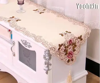 Modern satin lace embroidery bed table runner flag cloth cover nappe mantel tea coffee tablecloth hotel party wedding decor 
Modern satin lace embroidery bed table runner flag cloth cover nappe mantel tea coffee tablecloth hotel party wedding decor