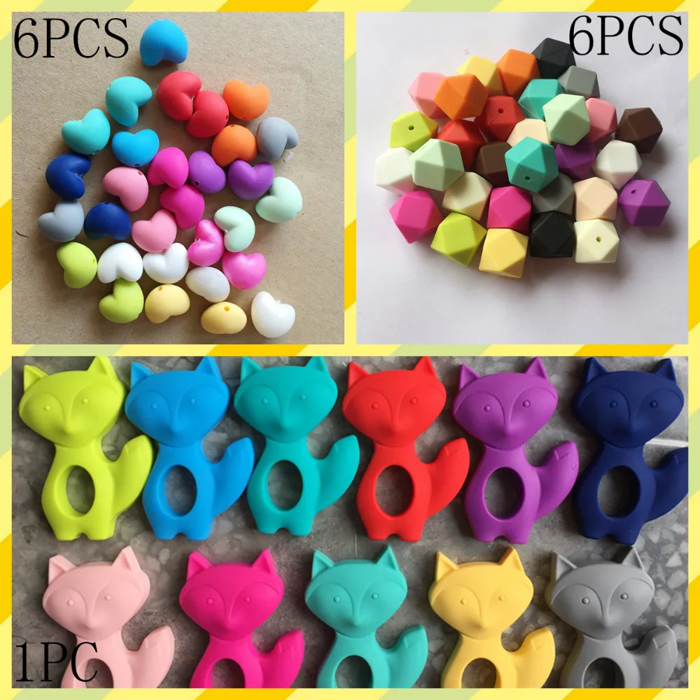 Master DIY silicone teething necklace Food grade Little fox + Hexagon beads + Heart beads Chewing Necklaces Teethers
Master DIY silicone teething necklace Food grade Little fox + Hexagon beads + Heart beads Chewing Necklaces Teethers