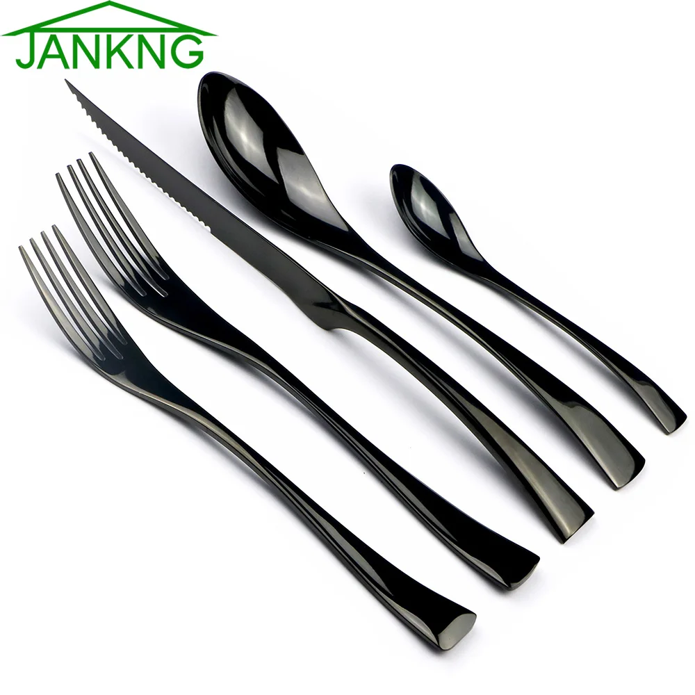 JANKNG 5Pcs/Set Cutlery Set 18/10 Stainless Steel Black Dinnerware Serrated Sharp Steak Knife Tableware Set Service For 1
JANKNG 5Pcs/Set Cutlery Set 18/10 Stainless Steel Black Dinnerware Serrated Sharp Steak Knife Tableware Set Service For 1