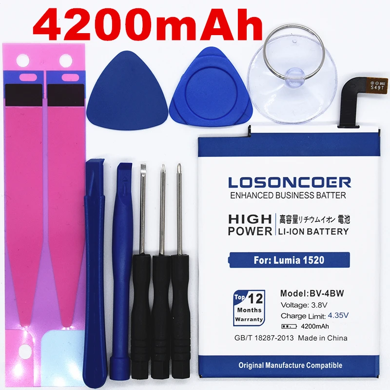 100% Original LOSONCOER 4200mAh BV-4BW Battery For Nokia Lumia 1520 MARS Phablet RM-937 Bea Lumia1520 Replacemen Battery
100% Original LOSONCOER 4200mAh BV-4BW Battery For Nokia Lumia 1520 MARS Phablet RM-937 Bea Lumia1520 Replacemen Battery