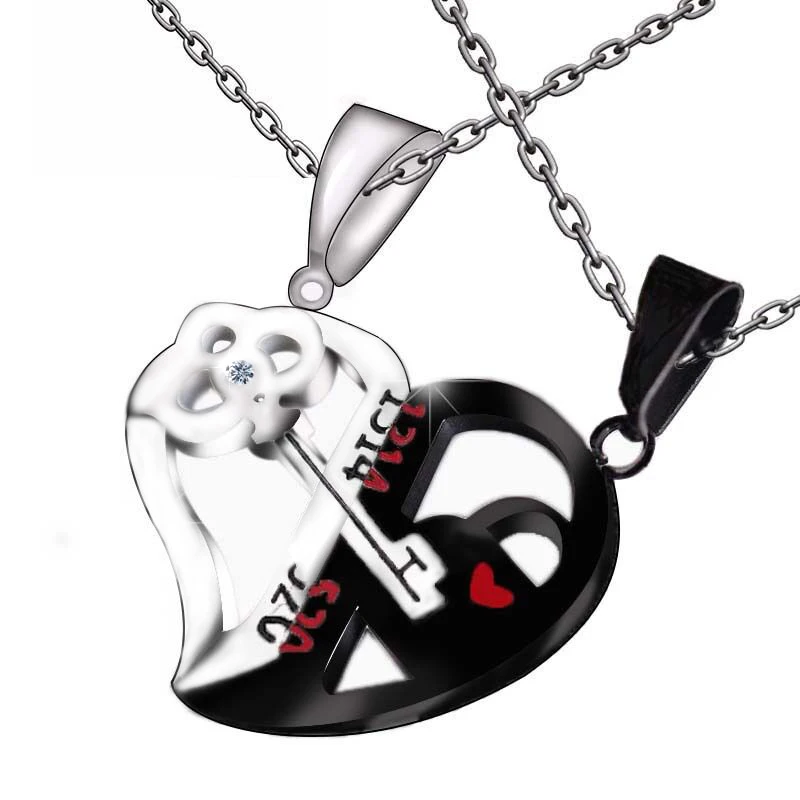 combo Love key combination stainless pendant setting cubic zirconia necklace for lovers
combo Love key combination stainless pendant setting cubic zirconia necklace for lovers