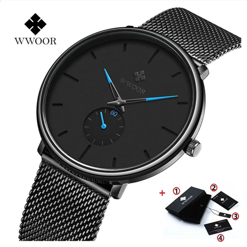 WWOOR Ultra-thin Mesh Fashion Sport Mens Wrist Watches Brand Luxury Quartz Watch Men Casual Stainless Steel Waterproof Watches
WWOOR Ultra-thin Mesh Fashion Sport Mens Wrist Watches Brand Luxury Quartz Watch Men Casual Stainless Steel Waterproof Watches
