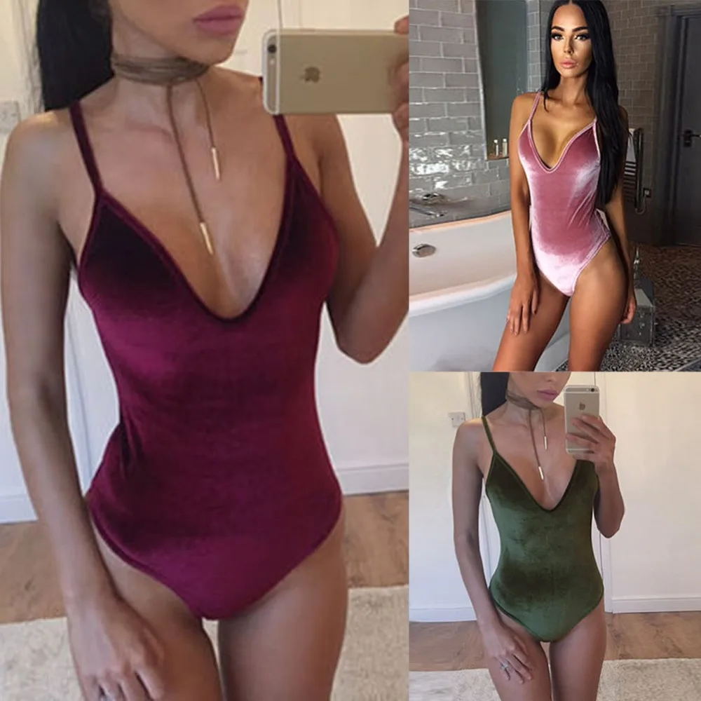 Women Strap Velvet Bodysuit Sexy V Neck Body suits Playsuit Backless Short Bathing Suit Jumpsuit Romper
Women Strap Velvet Bodysuit Sexy V Neck Body suits Playsuit Backless Short Bathing Suit Jumpsuit Romper