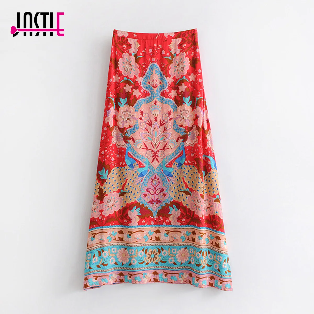 Jastie cotton Boho Maxi Skirt Summer rayon Peacock Floral Print Split Skirts Women Beach Casual Long Skirt Chic Falda Mujer Saia
Jastie cotton Boho Maxi Skirt Summer rayon Peacock Floral Print Split Skirts Women Beach Casual Long Skirt Chic Falda Mujer Saia