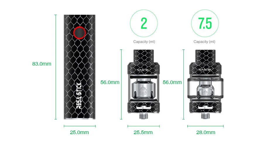 Clearance Price !! SMOK Resa Stick Vape pen Kit w/ 2000mAh Battyer & 2ml Resa Baby Tank E cig vs Ijoy wand/ stick V8/ smok Nord