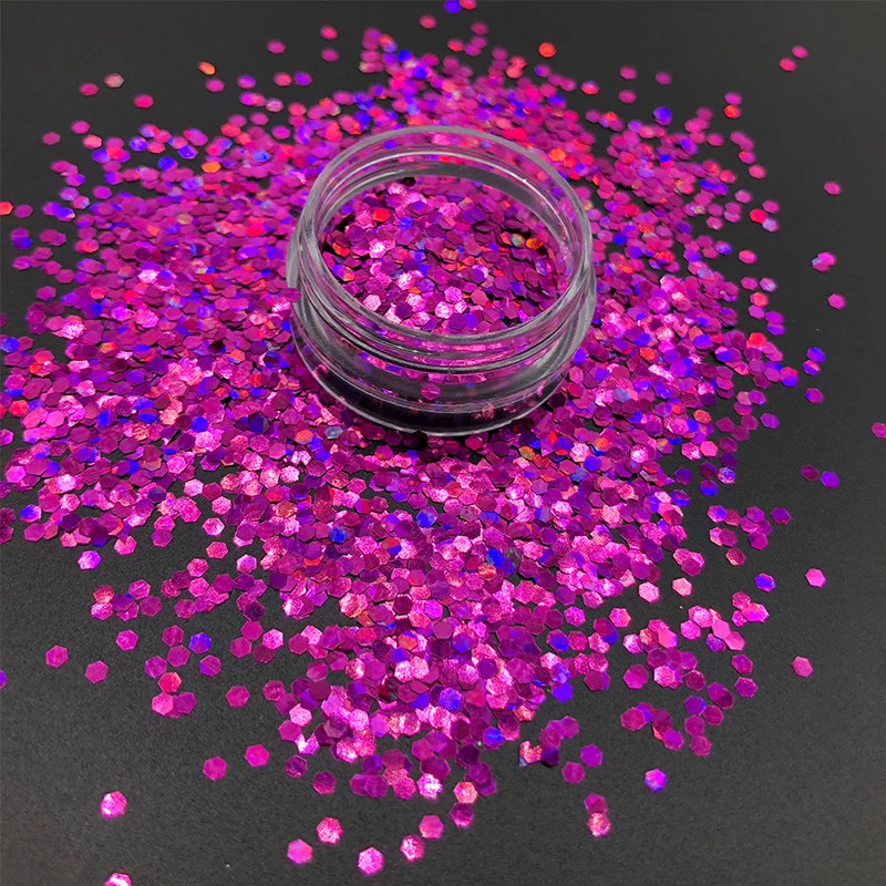 Новый лазерный цветной голографический массивный блеск Fuschia для лица Сияющий