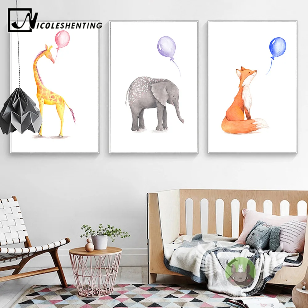 Watercolor Deer Elephant Balloon Posters Animal Canvas Prints Wall Art Painting Decorative Picture Children Room Decoration
Watercolor Deer Elephant Balloon Posters Animal Canvas Prints Wall Art Painting Decorative Picture Children Room Decoration