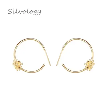 Silvology 925 Sterling Silver Gold Flower Female Earrings Big Circle Simple Elegant Stud Earrings For Girls 2019 Fine Jewelry
Silvology 925 Sterling Silver Gold Flower Female Earrings Big Circle Simple Elegant Stud Earrings For Girls 2019 Fine Jewelry
