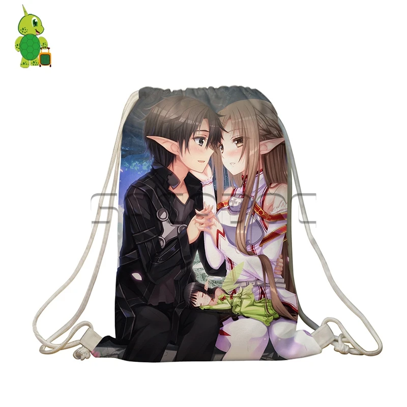 Anime Sword Art Online SAO Printed Drawstring Bag Boys Girls Kids ASUNA KIRITO School Shoulder Bags Softback Travel Bags 
Anime Sword Art Online SAO Printed Drawstring Bag Boys Girls Kids ASUNA KIRITO School Shoulder Bags Softback Travel Bags