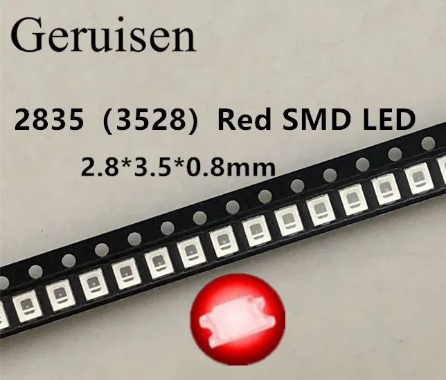 100PCS/12-20LM 2835 Red SMD LED 0.2W high bright light emitting diode chip leds 620-625NM PLCC-2 60Ma SMD/SMT 3528 Red
100PCS/12-20LM 2835 Red SMD LED 0.2W high bright light emitting diode chip leds 620-625NM PLCC-2 60Ma SMD/SMT 3528 Red