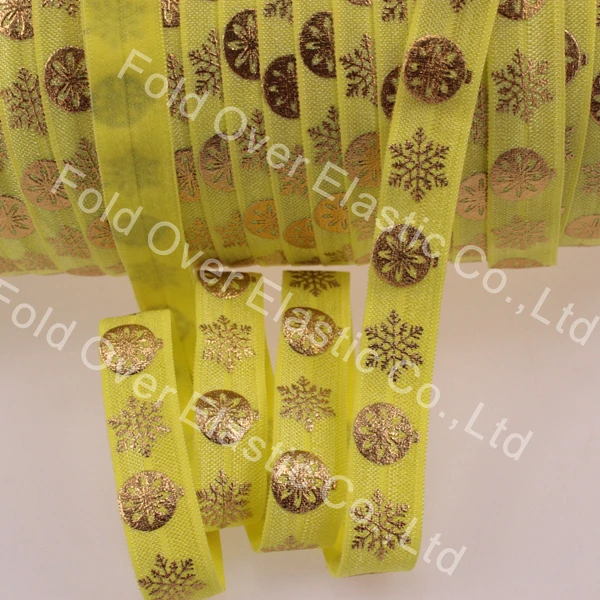 9 colors gold foil print fold over elastic ribbon printed with gold foil ball and snowflake 50 yards per lot
9 colors gold foil print fold over elastic ribbon printed with gold foil ball and snowflake 50 yards per lot
