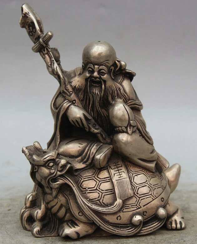 Collectible bronze S1758 7" Chinese Silver Dragon tortoise Turtle god of longevity Shou Statue B0403
Collectible bronze S1758 7" Chinese Silver Dragon tortoise Turtle god of longevity Shou Statue B0403