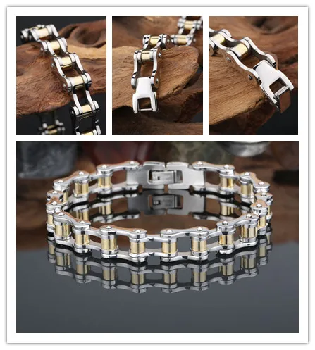 New Gold Silver Two Tone BIKER MEN TITANIUM STEEL SILVER BRACELET BANGLE factory wholesales
New Gold Silver Two Tone BIKER MEN TITANIUM STEEL SILVER BRACELET BANGLE factory wholesales