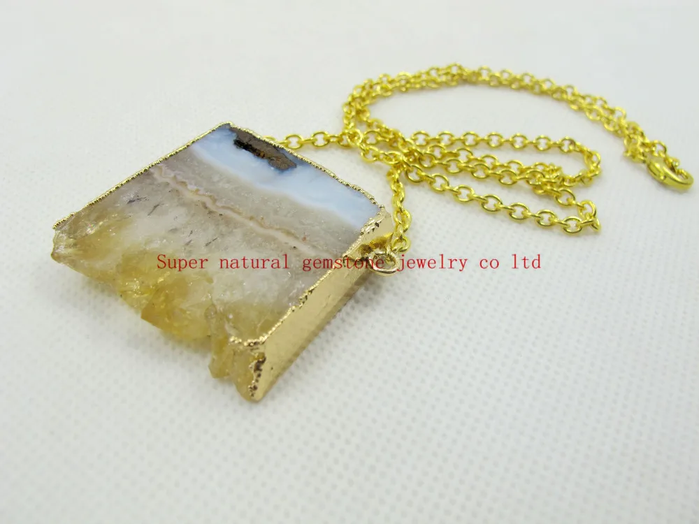 100% Natural Citrin e Quartz Geode Drusy Cluster Slice Necklace with Gold chain 5pcs/lot
100% Natural Citrin e Quartz Geode Drusy Cluster Slice Necklace with Gold chain 5pcs/lot