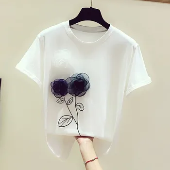 Flower women t-shirts 2020 summer new solid white lady elegant o-neck short-sleeved t-shirts top quality
Flower women t-shirts 2020 summer new solid white lady elegant o-neck short-sleeved t-shirts top quality