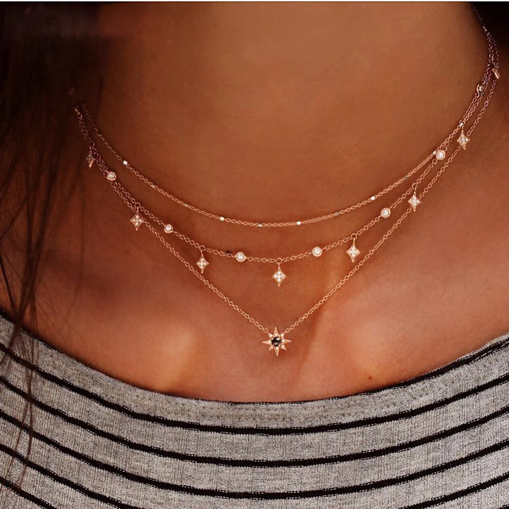 Fashion New Multi-layer Star Pendant Necklace Tassel Pendant Multilayer Clavicle Necklace Women Charm Gold Party Gift
Fashion New Multi-layer Star Pendant Necklace Tassel Pendant Multilayer Clavicle Necklace Women Charm Gold Party Gift