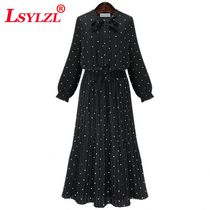 2018 new autumn round neck long sleeve solid black chiffon dot loose big size dress women fashion tide B282
2018 new autumn round neck long sleeve solid black chiffon dot loose big size dress women fashion tide B282
