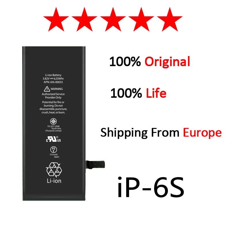 10pcs/lot Zosol AAAAA Quality Original Lithium Battery For iPhone 6 6S Genuine Replacement Batteries Internal Phone Bateria
10pcs/lot Zosol AAAAA Quality Original Lithium Battery For iPhone 6 6S Genuine Replacement Batteries Internal Phone Bateria