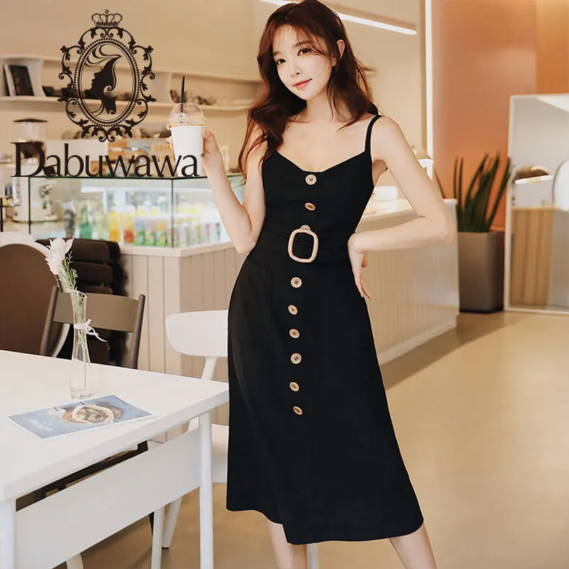 Dabuwawa Women Summer Midi Dress 2019 New Single-breasted Slim Spaghetti Strap Long Dress Black DN1BDS002
Dabuwawa Women Summer Midi Dress 2019 New Single-breasted Slim Spaghetti Strap Long Dress Black DN1BDS002