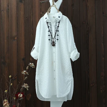 2019 spring new cotton white women shirts embroidery loose long lady elegant blouse outwear coat tops
2019 spring new cotton white women shirts embroidery loose long lady elegant blouse outwear coat tops