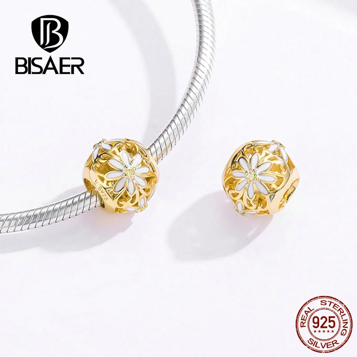 BISAER Elegant 925 Sterling Silver Golden Bloosm Charms Daisy Shape Charm Bracelet Necklaces DIY Silver Jewelry Making HSC1216
BISAER Elegant 925 Sterling Silver Golden Bloosm Charms Daisy Shape Charm Bracelet Necklaces DIY Silver Jewelry Making HSC1216