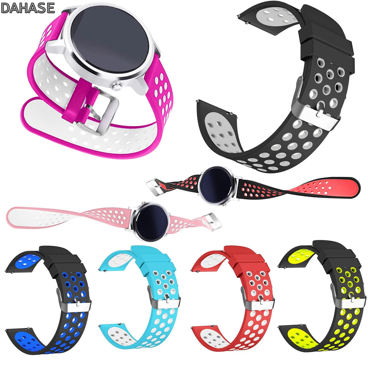 DAHASE Breathable Dual Colors Soft Silicone Strap for Huawei Smart Watch 2 Sport Band 20mm / 1st Bracelet 18mm | Наручные часы
