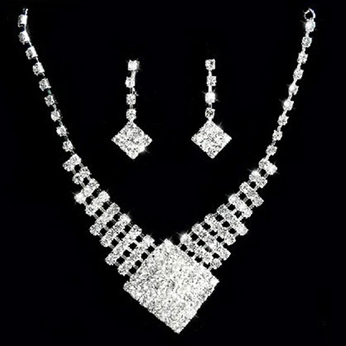 African Beads Silver Color Bridal White Crystal Square Pendant Necklace Earrings Cocktail Wedding jewelry set Engagement Jewelr
African Beads Silver Color Bridal White Crystal Square Pendant Necklace Earrings Cocktail Wedding jewelry set Engagement Jewelr