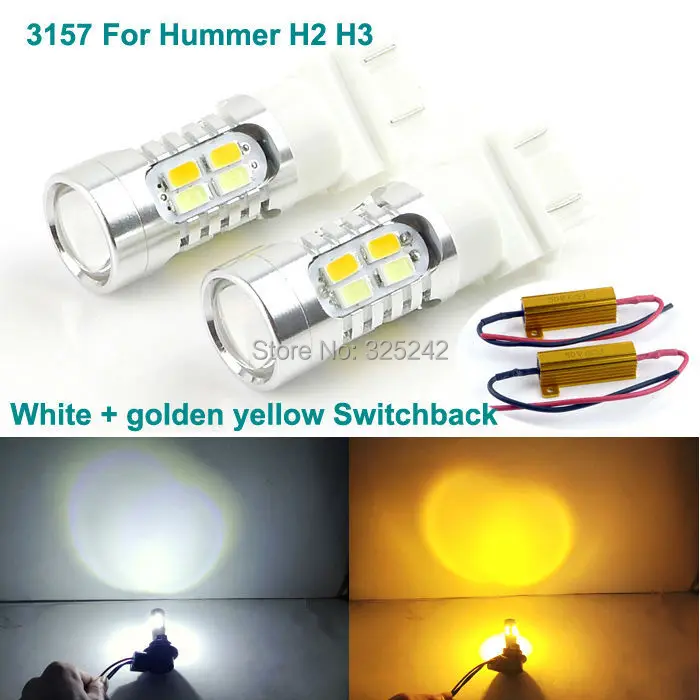 For Hummer H2 H3 Excellent No error Ultra bright 3157 Dual-Color Switchback LED DRL Parking+front Turn Signal light led light
For Hummer H2 H3 Excellent No error Ultra bright 3157 Dual-Color Switchback LED DRL Parking+front Turn Signal light led light