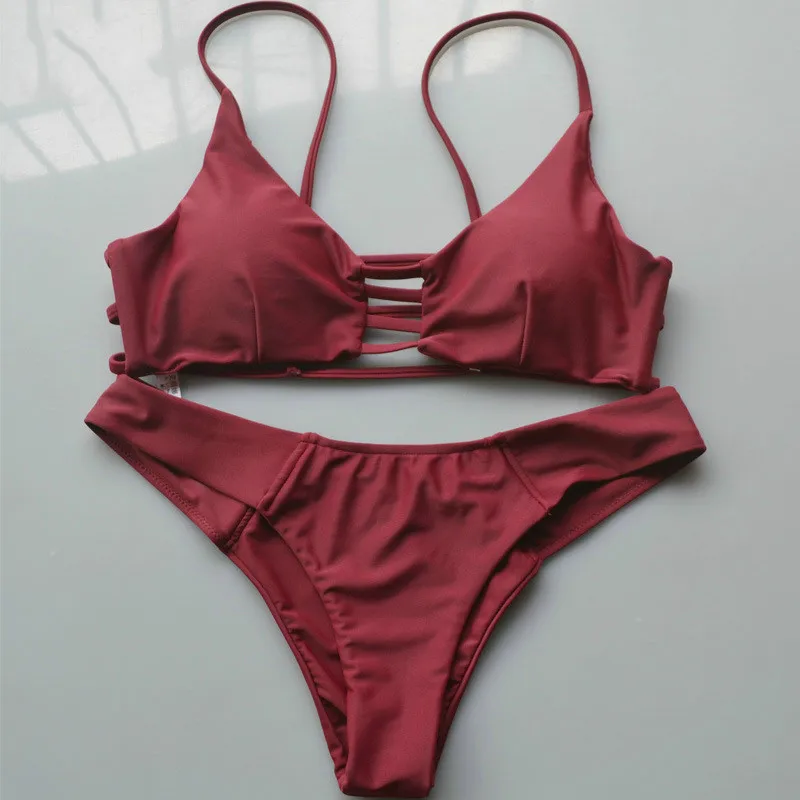 High Quality Swimwer String Thong Woman Sexy Lady Swimwear BURGUNDY Bikinis Set Tank top Triangle swimwear Lined Bathing Suit
High Quality Swimwer String Thong Woman Sexy Lady Swimwear BURGUNDY Bikinis Set Tank top Triangle swimwear Lined Bathing Suit