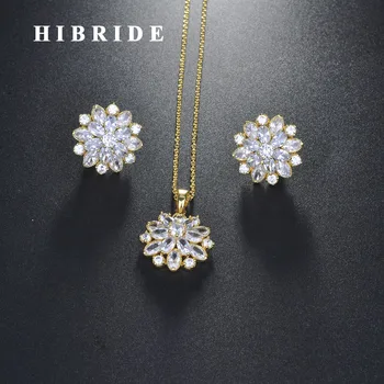 HIBRIDE Luxury Flower Design Clear Cubic Zircon Gold Color Jewelry Set For Women Bridal Wedding Accessories Wholesale N-718
HIBRIDE Luxury Flower Design Clear Cubic Zircon Gold Color Jewelry Set For Women Bridal Wedding Accessories Wholesale N-718