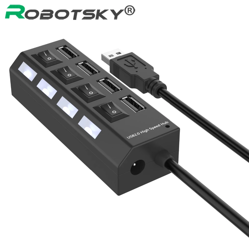 USB Hub 4 Ports USB 2.0 High Speed 480Mbps Hub USB On Off Switch USB Splitter Adapter For PC Laptop Computer Notebook
USB Hub 4 Ports USB 2.0 High Speed 480Mbps Hub USB On Off Switch USB Splitter Adapter For PC Laptop Computer Notebook