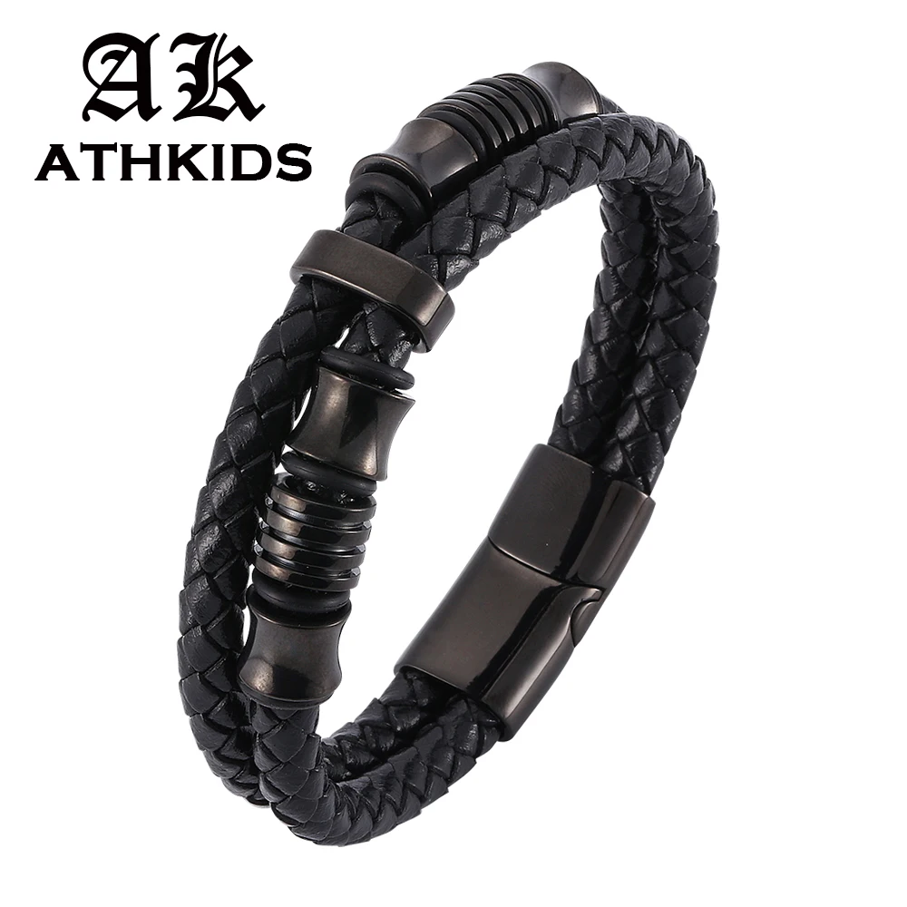 Punk Men Bracelet Genuine Braided Leather Bracelet Black/Silver Stainless Steel Magnetic Clasp Bracelet Magnetic Men Gifts PD518
Punk Men Bracelet Genuine Braided Leather Bracelet Black/Silver Stainless Steel Magnetic Clasp Bracelet Magnetic Men Gifts PD518