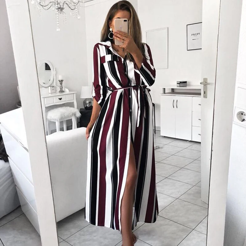 Long Shirt Dress Women Office Turn-Down Collar Button Lace Up Dresses Ladies New Spring Long Sleeve Stripe Shirts Dress Vestidos
Long Shirt Dress Women Office Turn-Down Collar Button Lace Up Dresses Ladies New Spring Long Sleeve Stripe Shirts Dress Vestidos