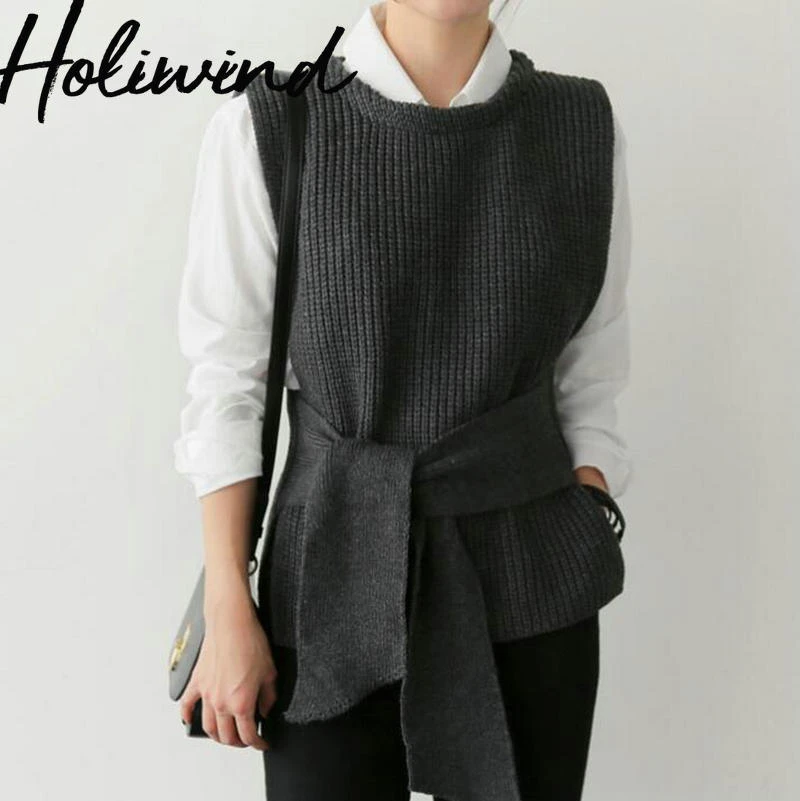 2019 Fall Women Sleeveless Knitting Vest Korean Fashion Women Bow Ties Designer Knitting Waistcoat Sleeveless Sweater
2019 Fall Women Sleeveless Knitting Vest Korean Fashion Women Bow Ties Designer Knitting Waistcoat Sleeveless Sweater