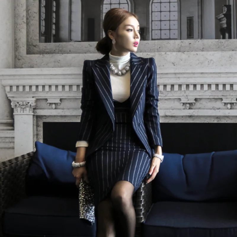 2018 Striped Dress Suits Office wear Women Jacket Blazer Dress Suits Female Long Sleeve Jacket+ Knee-Length Dress Office Clothes
2018 Striped Dress Suits Office wear Women Jacket Blazer Dress Suits Female Long Sleeve Jacket+ Knee-Length Dress Office Clothes