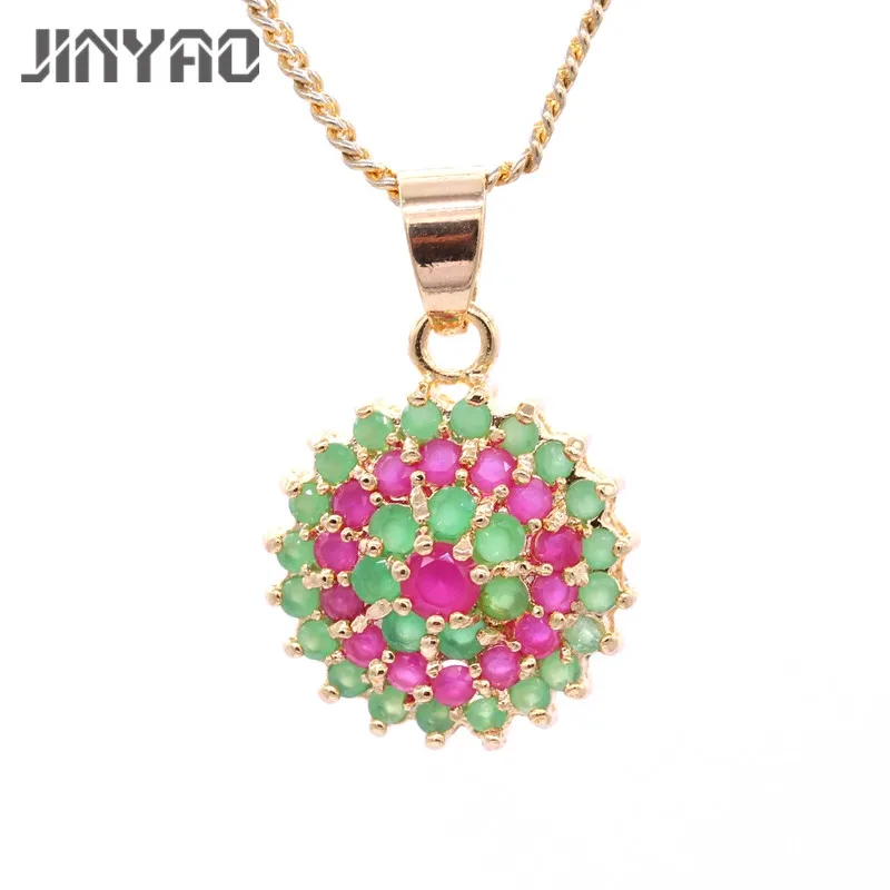 JINYAO Fashion Yellow Gold Color Charm Red Green Stone Zircon Round Pendant For Women Wedding Party Charm Necklace Jewelry
JINYAO Fashion Yellow Gold Color Charm Red Green Stone Zircon Round Pendant For Women Wedding Party Charm Necklace Jewelry
