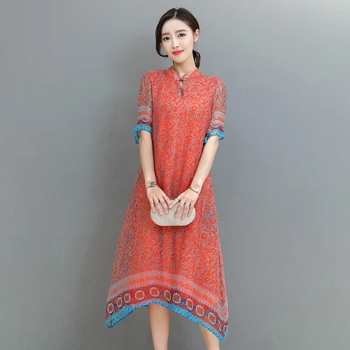2019 Summer Dress Plus Size Women Cheongsam Chinese Style Print Mandarin Collar Printed Improved Loose Ladies Dresses
2019 Summer Dress Plus Size Women Cheongsam Chinese Style Print Mandarin Collar Printed Improved Loose Ladies Dresses