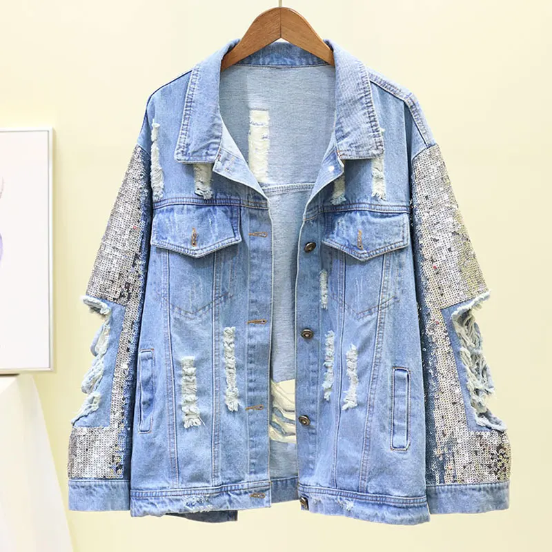 Harajuku Sequins Denim Jacket Women 2019 Spring New Lapel Long Sleeve Hole Hollow Loose Jeans Jacket Female Casual Basic Coat 06
Harajuku Sequins Denim Jacket Women 2019 Spring New Lapel Long Sleeve Hole Hollow Loose Jeans Jacket Female Casual Basic Coat 06